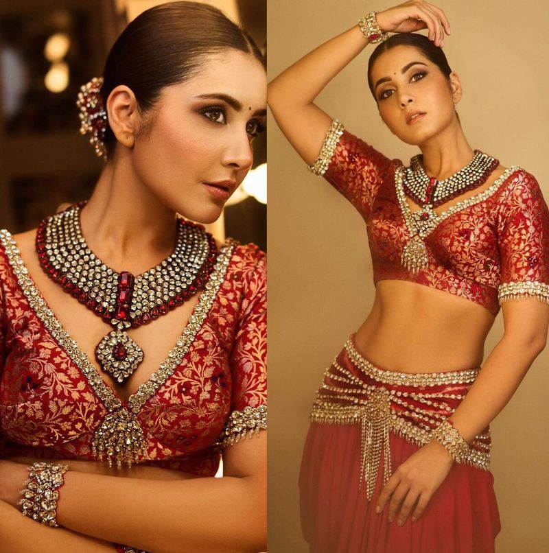 raashi khanna shines iffi goa mesmerizes in red trendy wear