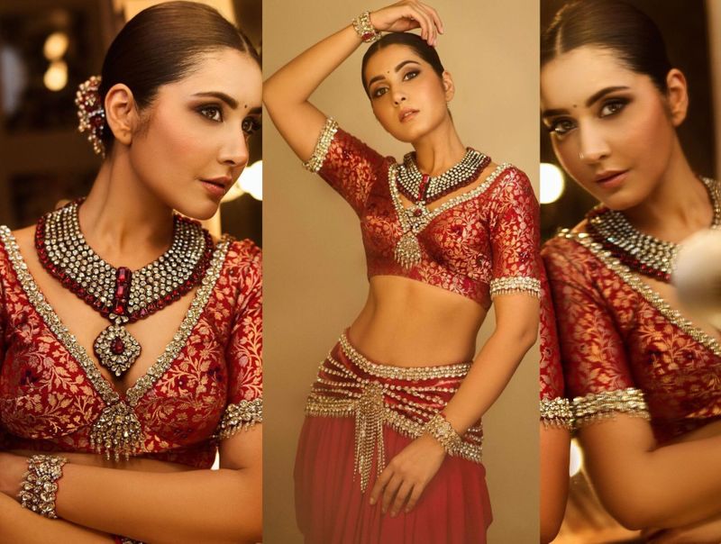 raashi khanna shines iffi goa mesmerizes in red trendy wear