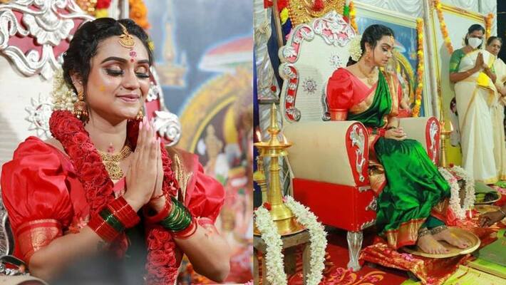 malayalam popular anchor lakshmi nakshatra shared her life s very special day at cherthala rajarajeswari temple malayalam popular anchor lakshmi nakshatra shared her life s very special day at cherthala rajarajeswari temple