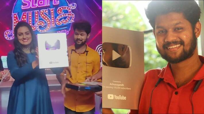 santhwanam serial fame achu sughand get youtube silver play button santhwanam serial fame achu sughand get youtube silver play button