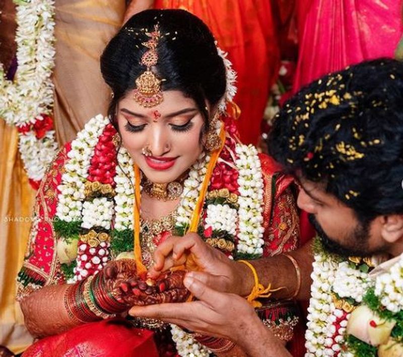 Kannada actress Shreya Anchan and tamil actor Sidhu Sid get married in Chennai vcs