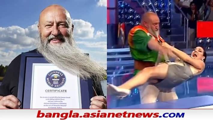 Lithuania Antanas Kontrimas world record lifts 63 kg woman with beard, video viral ALB Lithuania Antanas Kontrimas world record lifts 63 kg woman with beard, video viral ALB
