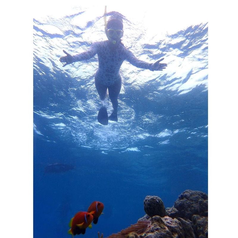 Hottey Actress PoojaHegde enjoying her scuba diving with bikini dress