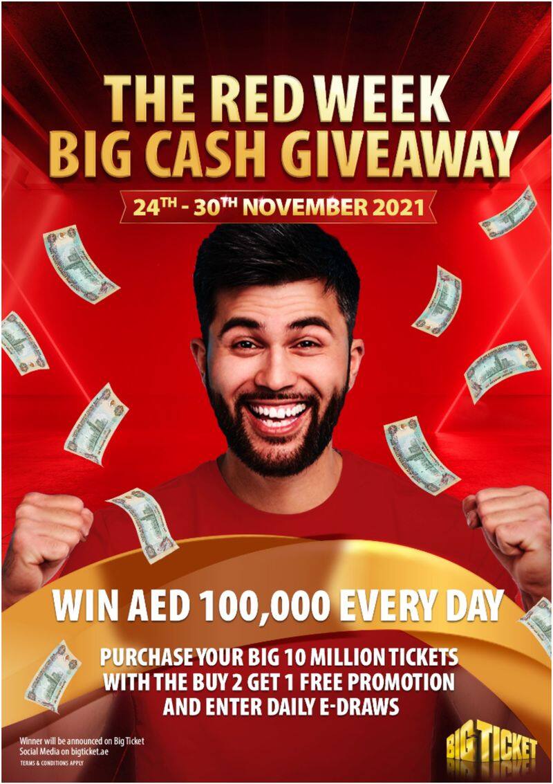 Abu dhabi big ticket announces The Red Week Big Cash Giveaway with daily cash prize of AED 100000