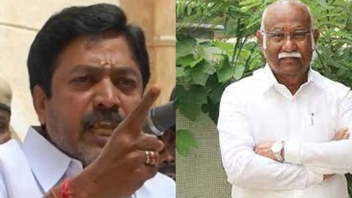 Confusion in admk distict secretary meeting.. ex minister cv shanmugam anwar raja clash. Confusion in admk distict secretary meeting.. ex minister cv shanmugam anwar raja clash.