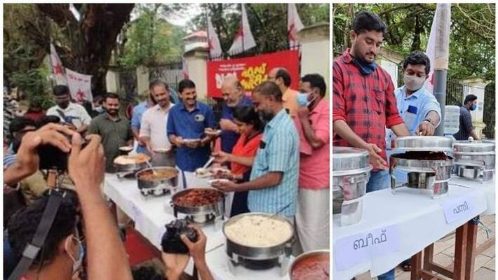 DYFI serve pork and beef in food street protest against Halal row DYFI serve pork and beef in food street protest against Halal row