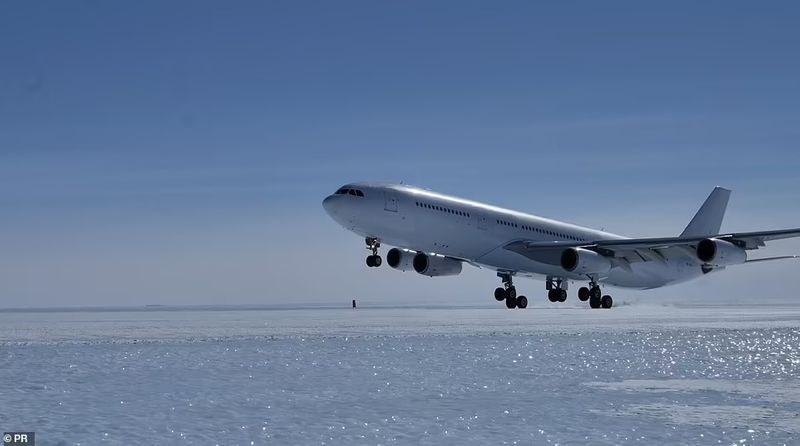 Wolf s Fang lands their chartered A340 Airbus in Antarctica