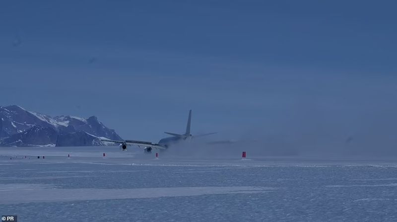 Wolf s Fang lands their chartered A340 Airbus in Antarctica