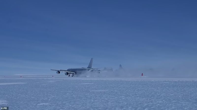 Wolf s Fang lands their chartered A340 Airbus in Antarctica