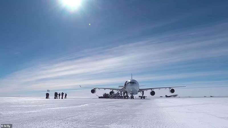 Wolf s Fang lands their chartered A340 Airbus in Antarctica