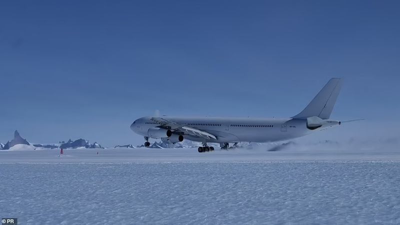 Wolf s Fang lands their chartered A340 Airbus in Antarctica