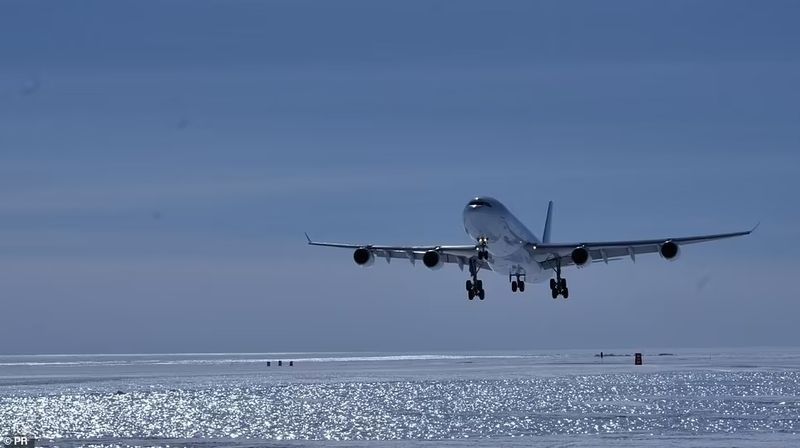 Wolf s Fang lands their chartered A340 Airbus in Antarctica
