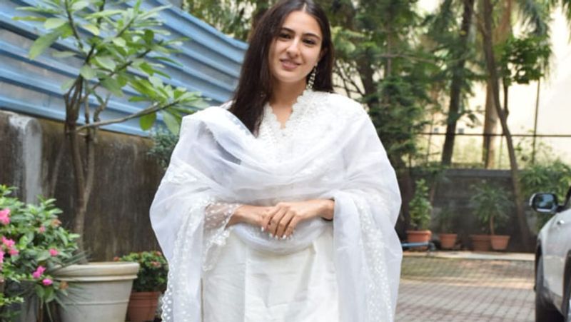 Sara Ali Khan seen in white suit in atangi re trailer launch NTP