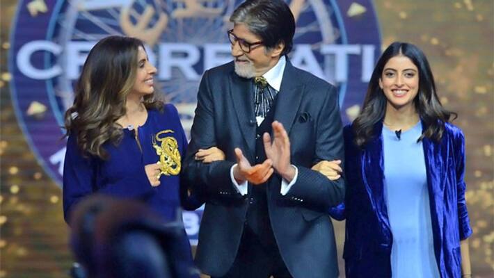 Amitabh Bachchan granddaughter Navya Naveli and daughter Shweta Nanda on the sets of Kaun banega crorepati kpg Amitabh Bachchan granddaughter Navya Naveli and daughter Shweta Nanda on the sets of Kaun banega crorepati kpg