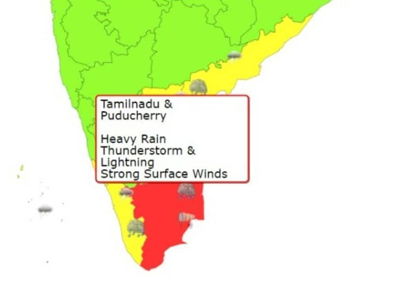 Heavy rains are falling across Tamil Nadu due to the circulation of the atmospheric overlay