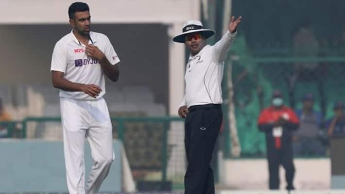 ravichandran ashwin argues with umpire nitin menon in third day play of india vs new zealand first test ravichandran ashwin argues with umpire nitin menon in third day play of india vs new zealand first test