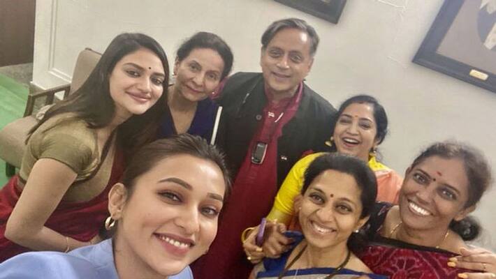 Shashi Tharoor shares pic with attractive women MPs, Internet slams him ALB Shashi Tharoor shares pic with attractive women MPs, Internet slams him ALB