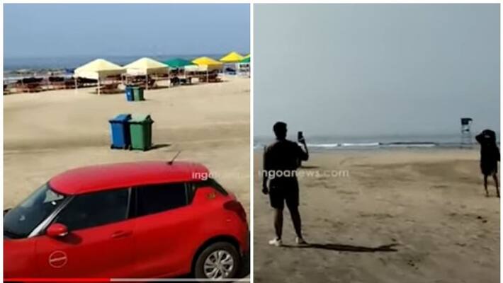 Youth arrested for driving Maruti Swift on Morjim Beach in Goa Youth arrested for driving Maruti Swift on Morjim Beach in Goa