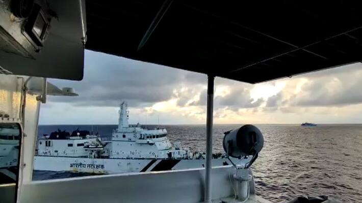 MV Kavaratti cruise ship which caught fire was brought to the island of androth island MV Kavaratti cruise ship which caught fire was brought to the island of androth island