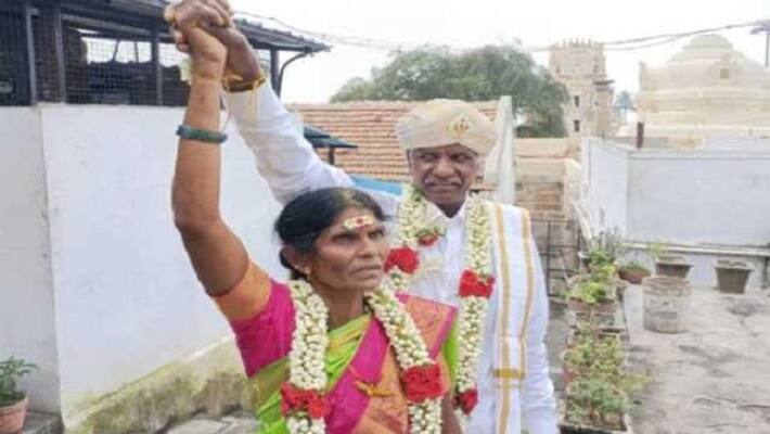 Elderly love couple gets married at the age of 65 in mandya, karnataka Elderly love couple gets married at the age of 65 in mandya, karnataka