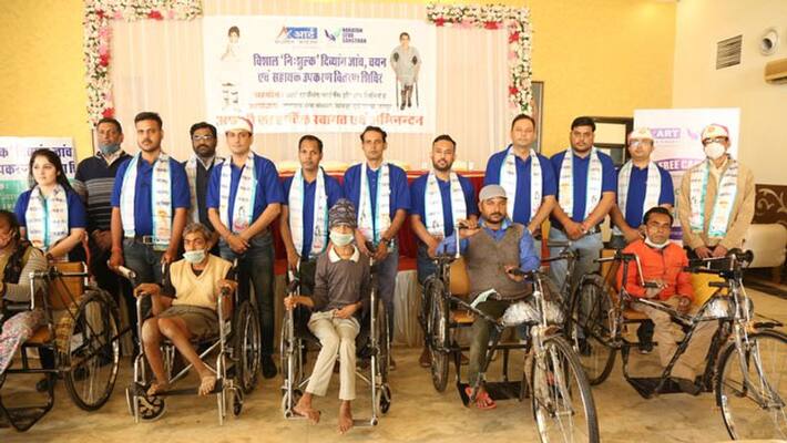 Udaipur Jaipur Narayan Seva Sansthan ART Housing Finance Limited distributed tricycles wheelchairs and crutches UDT Udaipur Jaipur Narayan Seva Sansthan ART Housing Finance Limited distributed tricycles wheelchairs and crutches UDT