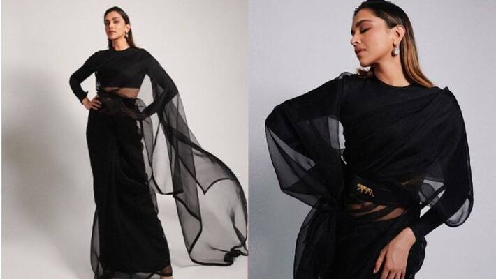Deepika Padukone s beautiful look in black saree Deepika Padukone s beautiful look in black saree