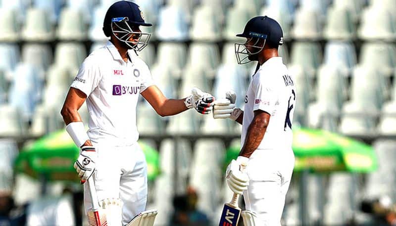 India vs New Zealand: Axar patel maiden Half century, Mayank Agarwal out after 150, Ajaz patel