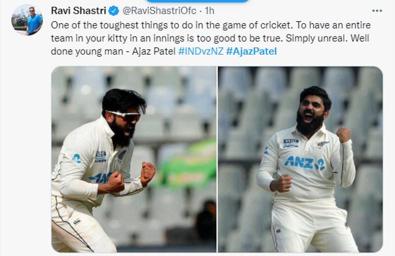 Congratulation to Ajaz Patel former players laud after he took 10 wickets in an innings