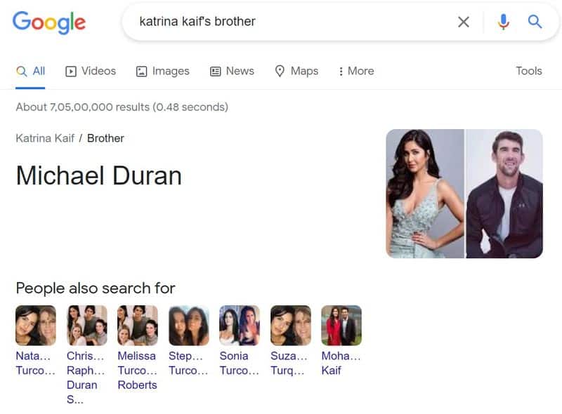 Is Katrina Kaifs brother  Olympics Star Michael Phelps what Google search says