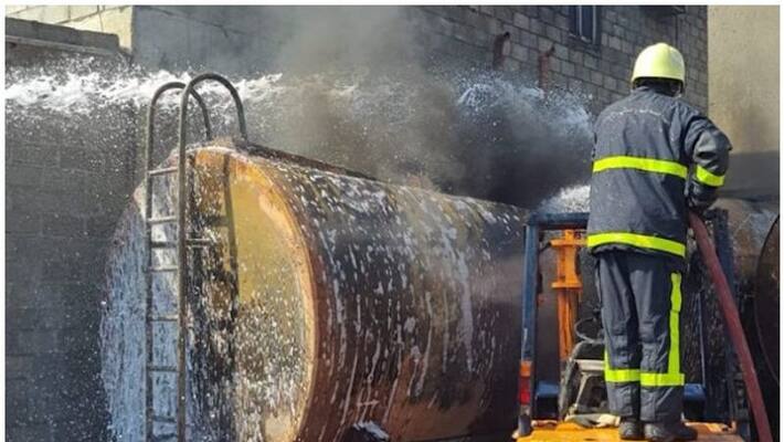Petrol tanker catches fire in Oman Petrol tanker catches fire in Oman