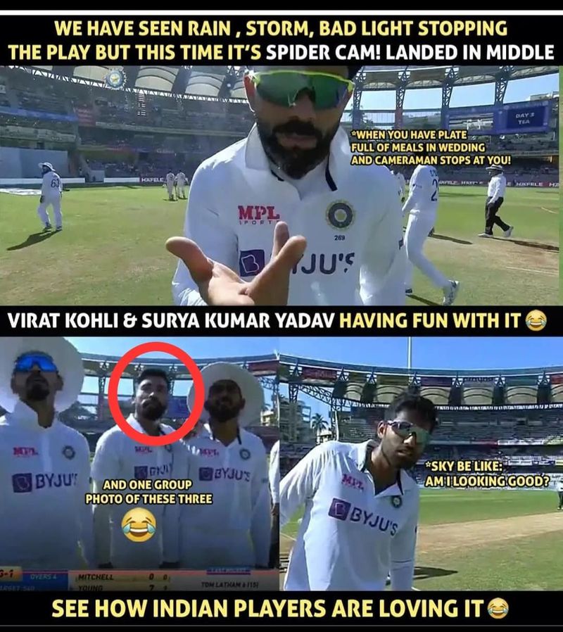 India vs New Zealand: Spidercam Interrupts play, Virat Kohli, Ravi Ashwin, Suryakumar yadav memes