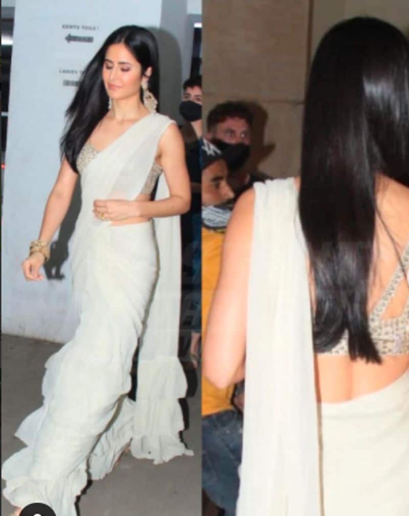 Katrina Kaif heads to Vicky Kaushals ahead of their wedding decks up in white saree dpl