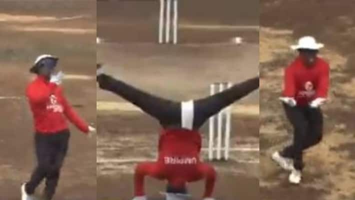 Umpire Signals Wide with his leg, Maharashtra video goes viral spb Umpire Signals Wide with his leg, Maharashtra video goes viral spb