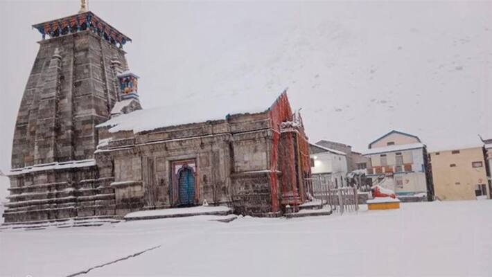 Kedarnath temple in Uttarakhand covered under a thick blanket of snow Kedarnath temple in Uttarakhand covered under a thick blanket of snow