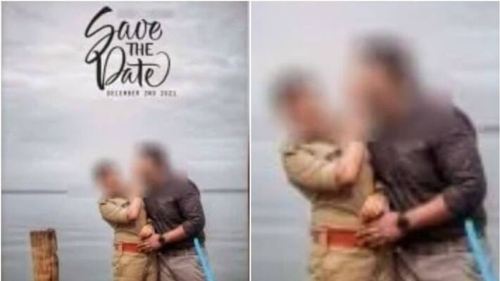 Save the date photo shoot of a uniformed woman principal SI as a headache for Kerala Police Save the date photo shoot of a uniformed woman principal SI as a headache for Kerala Police