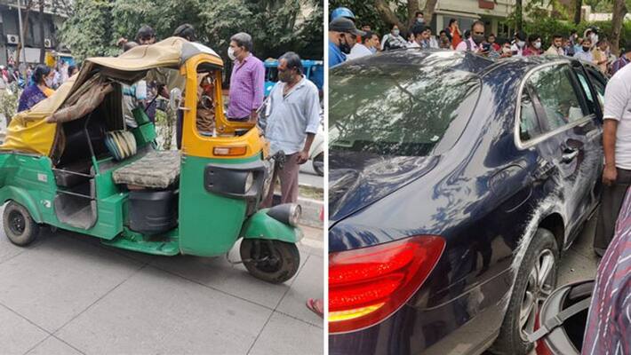 shocking accident, a Mercedes Benz crashed into a number of vehicles at Bengaluru KPA shocking accident, a Mercedes Benz crashed into a number of vehicles at Bengaluru KPA