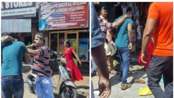 car Parked in front of the store and bought goods from another store the shopkeeper beat the couple car Parked in front of the store and bought goods from another store the shopkeeper beat the couple