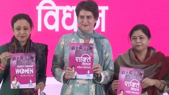 Priyanka Gandhi launches 'pink manifesto' in Lucknow Priyanka Gandhi launches 'pink manifesto' in Lucknow