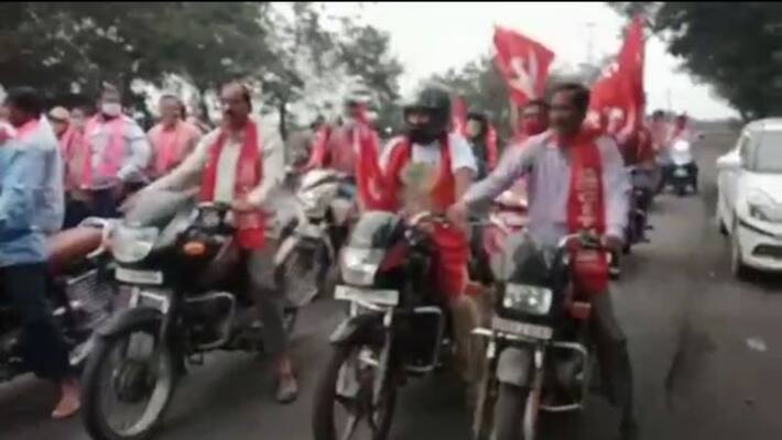 Singareni Workers Strike in peddapalli district Singareni Workers Strike in peddapalli district