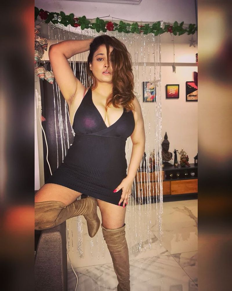 alluring actress kiran rathod over load hot black dress photos