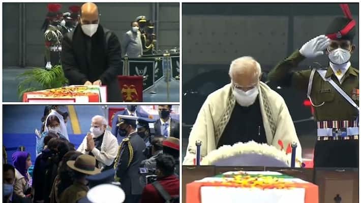 PM Modi, Rajnath Singh, families pay respect to CDS Gen Bipin Rawat, others at Palam Airbase in Delhi-dnm PM Modi, Rajnath Singh, families pay respect to CDS Gen Bipin Rawat, others at Palam Airbase in Delhi-dnm
