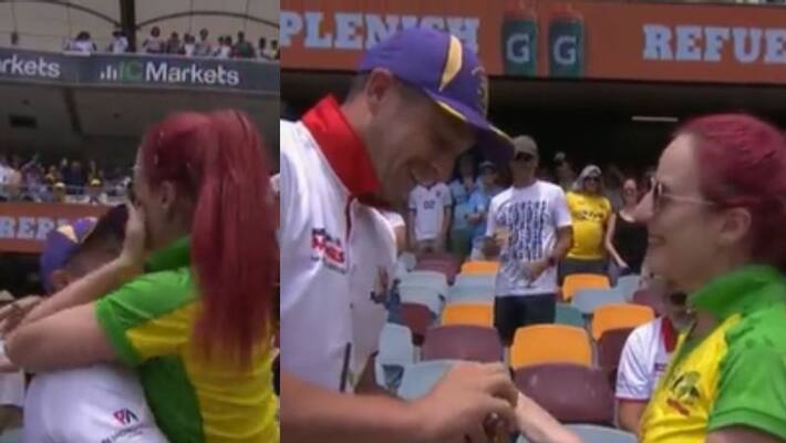 Ashes 2021 22 Aus vs Eng 1st Test Watch England fan proposes Australian supporter at Gabba Ashes 2021 22 Aus vs Eng 1st Test Watch England fan proposes Australian supporter at Gabba