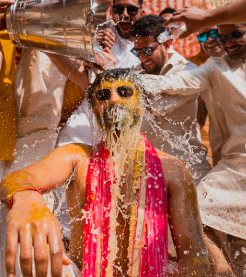 Katrina Kaif Vicky Kaushal share stunning stills from haldi ceremony dpl