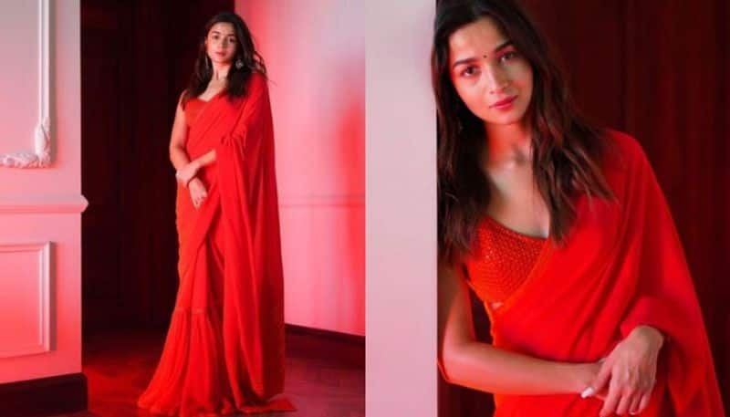 Alia Bhatt: Alia Bhatt in Sabyasachi's red sari; Pictures - TIme News