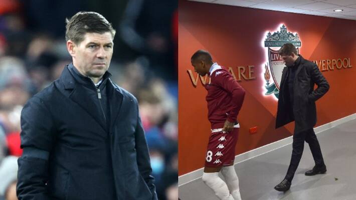 EPL 2021 22 Watch Aston Villa manager Steven Gerrard receives the applause at Anfield EPL 2021 22 Watch Aston Villa manager Steven Gerrard receives the applause at Anfield