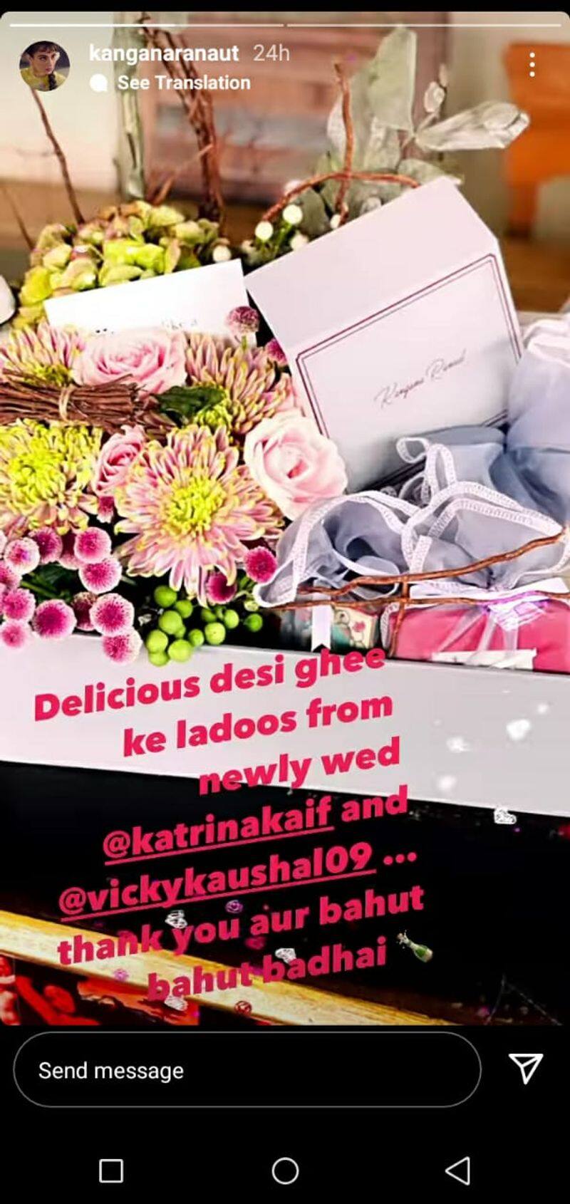 Kangana Ranaut thanks Katrina Kaif and Vicky Kaushal for sending her ghee laddoos dpl