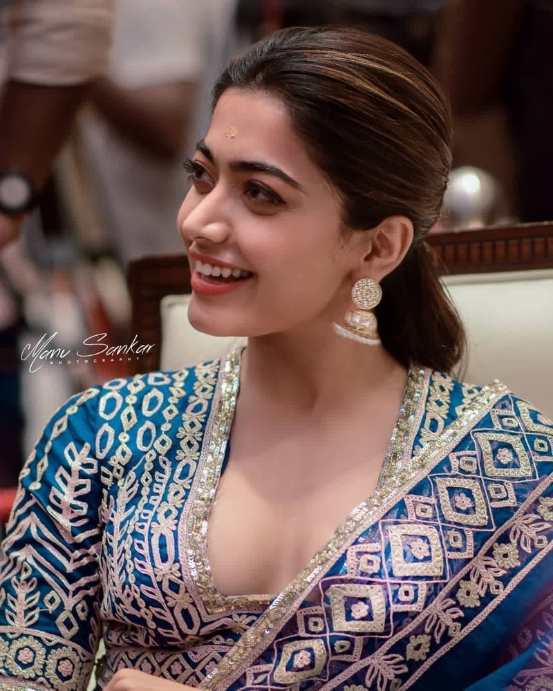 South Indian Sensational Actress RashmikaMandanna latest stills at PushpaTheRise kerala press meet