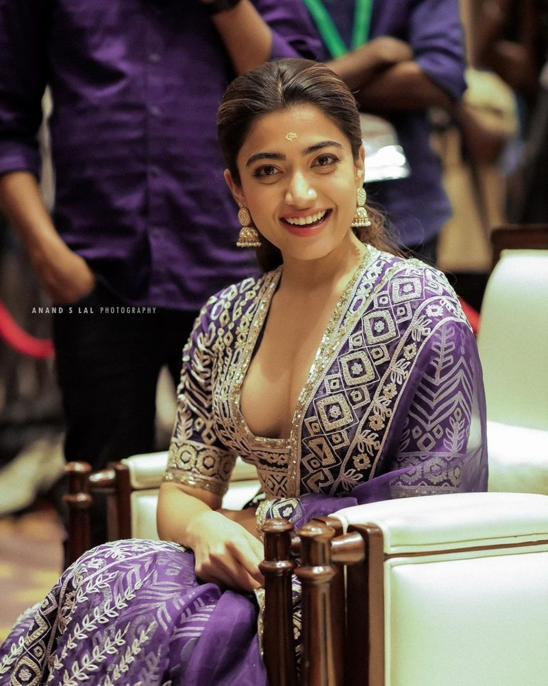 South Indian Sensational Actress RashmikaMandanna latest stills at PushpaTheRise kerala press meet