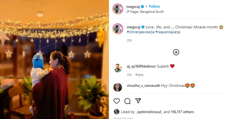 Meghana Raj Sarja admires festive lights with son Raayan ahead of Christmas dpl