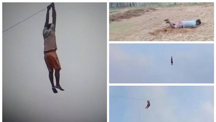 srilankan men flew with kite in sky - video viral on social media srilankan men flew with kite in sky - video viral on social media